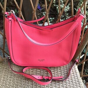 Kate Spade Roulette Pebble Leather Large Hobo Bag-Peach Melba